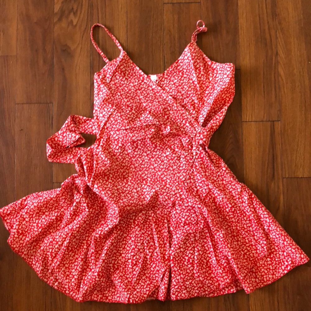 Shein Wrap Mini Dress (red floral) Size M